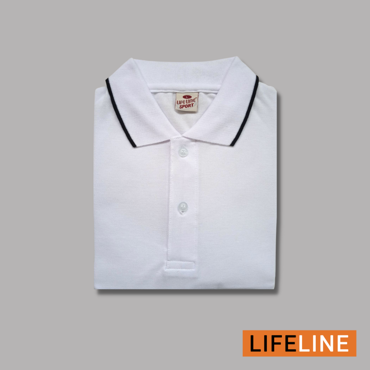 Lifeline Line Polo Shirt (White Pim)
