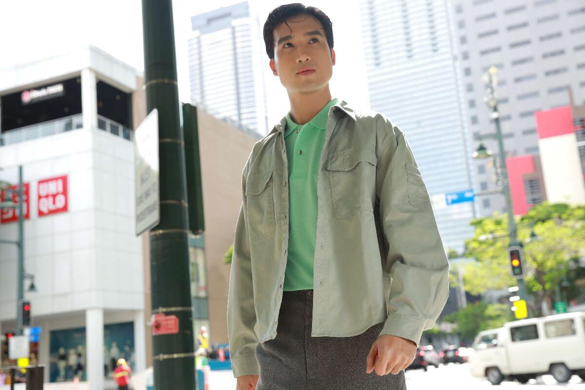 Polo shirt styled with a blazer for a smart casual look