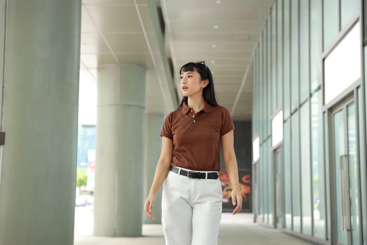 Chic monochrome polo shirt outfit style