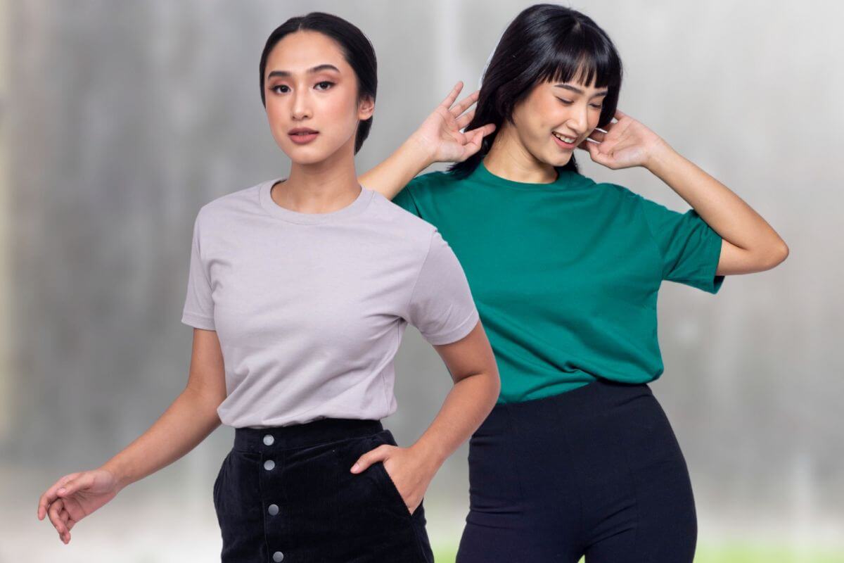 Corporate team wearing custom t-shirts featuring the brand logo.