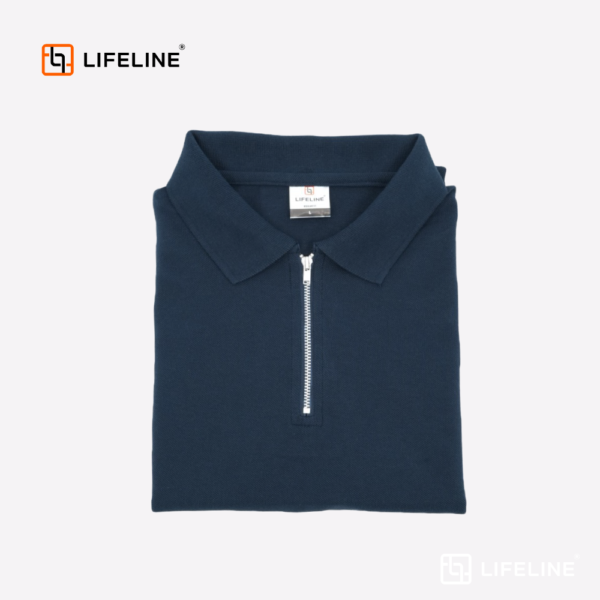 Quarter Zip Long Sleeve Shirt (Navy Blue)